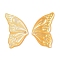 Natural Yellow Shell Carved Pendants, Butterfly Wing Charms, Gold, 20x11.5x2mm, Hole: 1mm