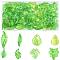 80Pcs 8 Styles Transparent Acrylic Pendants, Leaf, Lawn Green, 19.5~41x10.5~24x1.2~3.5mm, Hole: 2mm, 10pcs/style