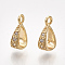 Brass Cubic Zirconia Tube Bails, Loop Bails, teardrop, Clear, Nickel Free, Real 18K Gold Plated, 9.5x5x3mm, Hole: 1.2mm