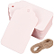 2 Sets Paper Blank Bookmarks, with 30M Jute Cord, Rectangle, Pink, 70x40x0.2mm, Hole: 4mm, 100pcs/set