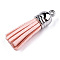 Faux Suede Tassel Pendant Decorations, with CCB Plastic Cord Ends, Platinum, Pink, 35~37x10mm, Hole: 1.8mm