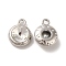 Glass Pendants, Rack Plating Platinum Alloy Findings, Nickel Free, Flat Round Charms, Clear, 15x11.5x6mm, Hole: 2mm