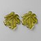 Glass Pendants, Maple Leaf Charms, Olive, 22x21x3mm, Hole: 1.2mm