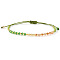 Bohemian Glass & Brass Beads Braided Bead Bracelets, Nylon Cord Braided Bracelets for Women, Lime, 11.02 inch(28cm)
