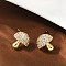 Mushroom Brass Micro Pave Clear Cubic Zirconia Stud Earrings, Rack Plating, Long-Lasting Plated, Lead Free & Cadmium Free, Real 18K Gold Plated, 11x10.5mm