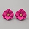 Alloy 3D Flower Stud Earrings, Medium Violet Red, 26x25mm