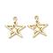 Alloy Pendants, Star Charms, Rack Plating, Cadmium Free & Lead Free, Golden, 22x21x2mm, Hole: 1.6mm