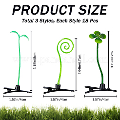 54 шт. 3 заколки для волос из пластиковой кожи аллигатора в виде ростков фасоли&nbsp;PHAR-CP0001-18