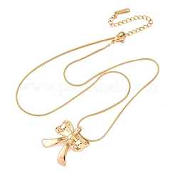 Ожерелья из нержавеющей стали 304 с подвеской-бантом в виде змеиной цепи для женщин&nbsp;NJEW-F354-06G