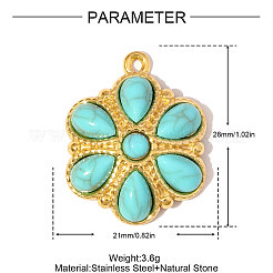 Нержавеющая сталь 304 с подвесками из синтетической бирюзы&nbsp;STAS-OY006-51G