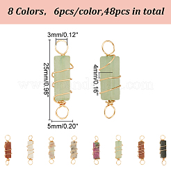 48 шт. подвески-соединители в виде колонн из латуни с натуральными смешанными драгоценными камнями 8 цветов&nbsp;PALLOY-HY00042