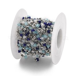 Цепочки из латунных и стеклянных бусин ручной работы&nbsp;CHC-L051-03P-02