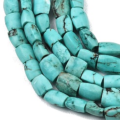 Нити бусин натурального крашеного бирюзового цвета с эффектом кракле&nbsp;G-K365-G03-02