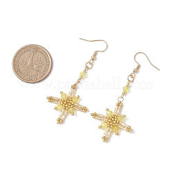 Серьги-подвески из стеклянных бусин в форме звезды&nbsp;EJEW-MZ00664-01