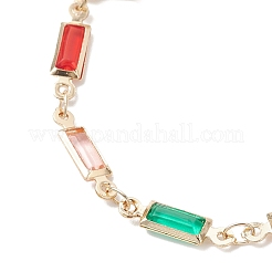 Изготовление браслета из латунной стеклянной прямоугольной цепочки&nbsp;AJEW-JB01399