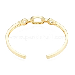 Браслет-манжета с открытой манжетой из кубического циркония и рыбой BJEW-G651-06G