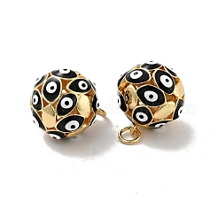 Круглые подвески с эмалью из латуни с дурным глазом&nbsp;KK-G419-15G-04