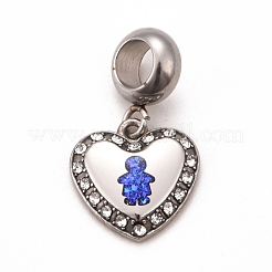 304 нержавеющая сталь хрустальные стразы европейские подвески-шармы&nbsp;STAS-F278-04P