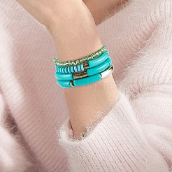 4 шт. 4 стильных акриловых массивных изогнутых браслета из эластичной трубки&nbsp;BJEW-SW00074-07