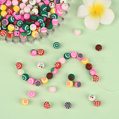 180 шт. 9-х цветные бусины из полимерной глины ручной работы с фруктовой тематикой&nbsp;CLAY-PA0001-15