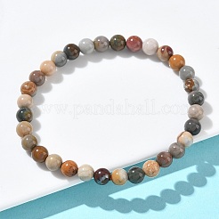 Браслеты из натуральных круглых бусин из алашанского агата для женщин&nbsp;BJEW-Z158-03M-04