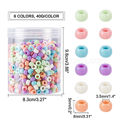 240 г 6-цветные акриловые бусины с большим отверстием&nbsp;SACR-CA0001-09