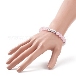 Эластичный браслет из натурального розового кварца&nbsp;BJEW-TA00200