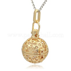 Золотой тон латунь полые круглые подвески KK-J232-09G