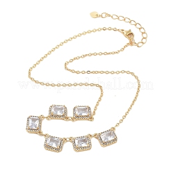 Ожерелья из кубического циркония с покрытием из латуни и микропаве&nbsp;NJEW-M215-02G-02