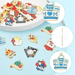 24 шт. 12 стиля подвески из сплава и эмали на тему Дня матери&nbsp;ENAM-FS0002-77