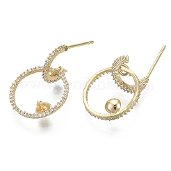 Латунные серьги-гвоздики из циркония&nbsp;KK-R136-062-NF