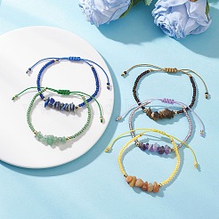 Женские плетеные браслеты из натуральных смешанных драгоценных камней и стеклянных бусин&nbsp;BJEW-MZ00245