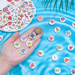 2-луночное деревянные пуговицы&nbsp;DIY-WH0899-112