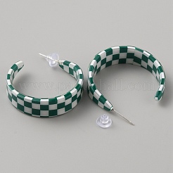 Серьги-гвоздики из акрилового тартана с 925 серебряной булавкой&nbsp;EJEW-WH0004-88C