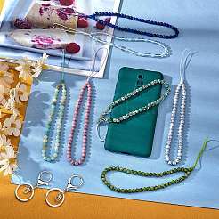 Брелок из синтетической бирюзы и железного сплава с застежкой в виде клешней&nbsp;HJEW-SW00007-08