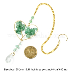 Подвеска из натурального зеленого авантюрина и стекла&nbsp;HJEW-FS00018