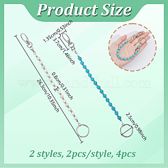 4шт брелок из синтетической бирюзы и магнезита в 2 стилях&nbsp;KEYC-NB00022