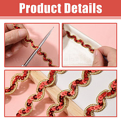 Полиэстер с пайетками волнистая бахрома отделочная лента&nbsp;OCOR-WH0111-97