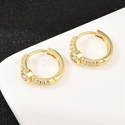 Плоские круглые серьги-кольца из латуни с микропаве из прозрачных кубических цирконий&nbsp;EJEW-D348-28G