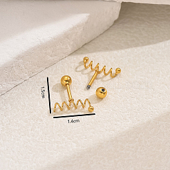 Стильные винтажные серьги-гвоздики с пружинным винтом 201 из нержавеющей стали&nbsp;UA8813