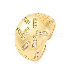 Латунные кольца-манжеты с микропаве из прозрачных кубических цирконий для женщин&nbsp;RJEW-U047-32G