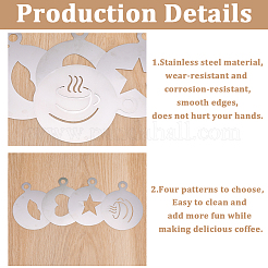 4 шт. 4 стиля плоский круглый шаблон для распыления пены из нержавеющей стали 304&nbsp;AJEW-GF0012-39