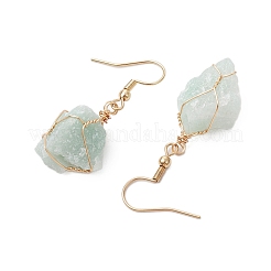 Серьги-подвески из натурального зеленого авантюрина и нержавеющей стали 304 для женщин&nbsp;EJEW-JE06237-02