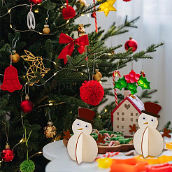 6 шт. рождественские незаконченные деревянные украшения в виде снеговика&nbsp;WOOD-SP0001-72