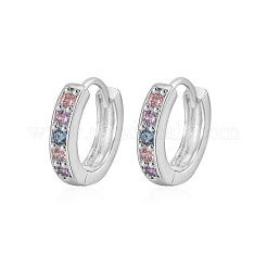 Серьги-кольца из латуни с разноцветными кубическими циркониями&nbsp;FS-WG9F9D8-03