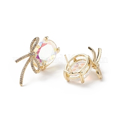 Овальные серьги-гвоздики с кубическим цирконием и бантом&nbsp;EJEW-P206-15G