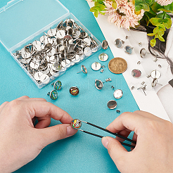 Плоские круглые серьги-гвоздики из нержавеющей стали 304&nbsp;STAS-UN0060-72B