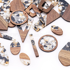 20шт 10 стиля подвески из непрозрачной смолы и орехового дерева&nbsp;RESI-TA0003-69