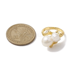 Регулируемые кольца круглой формы с натуральным жемчугом RJEW-P113-06G