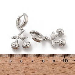 Латунные серьги-кольца с вишней&nbsp;EJEW-R016-04G